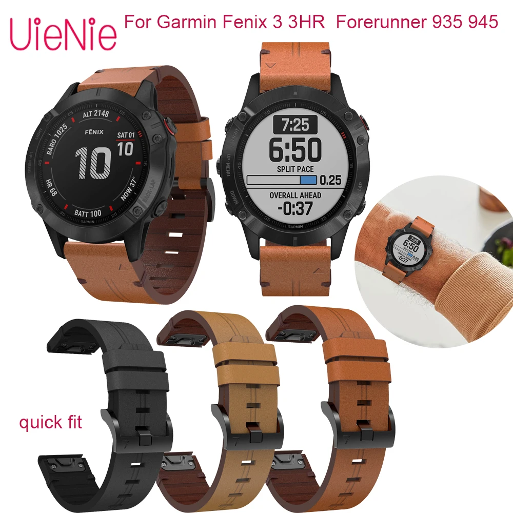 Quick Fit кожаные ремешки для часов Garmin Fenix 3 3HR 5 6plus Pro Forerunner 935 945 наручных gps 5X 6 6X 5S 6S