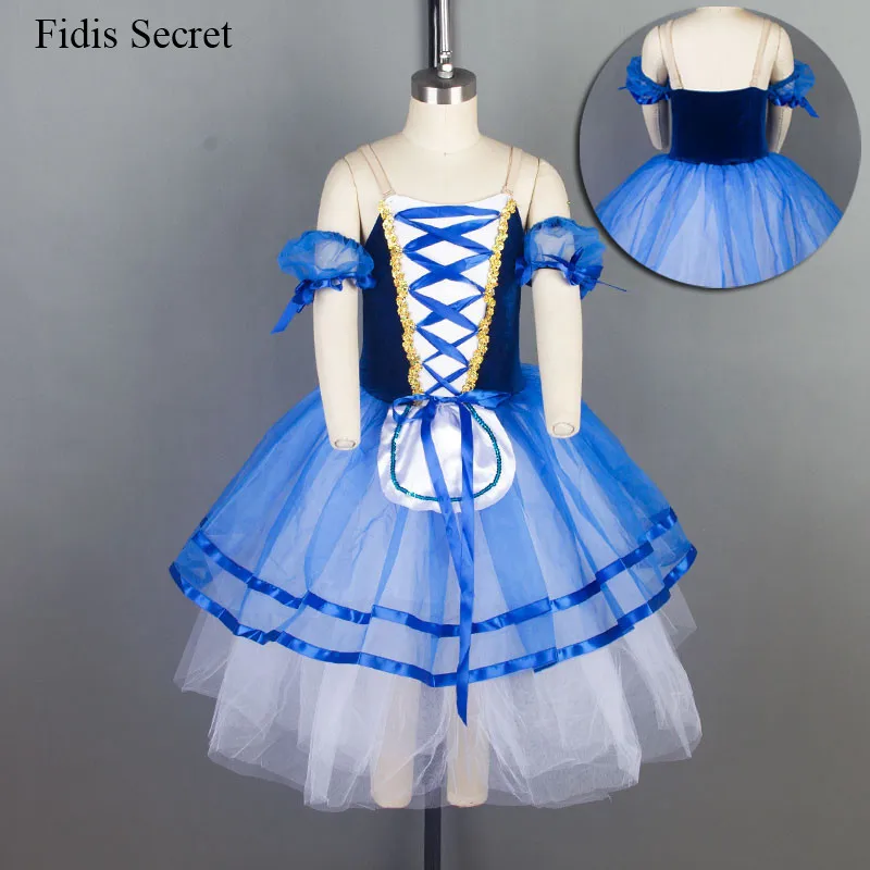 

Newest Women Royal blue Velvet Bodice Ballet Dance Costume Tutu,Girls Ballerina Long Tutu Dress Stage Performance Dance Wear