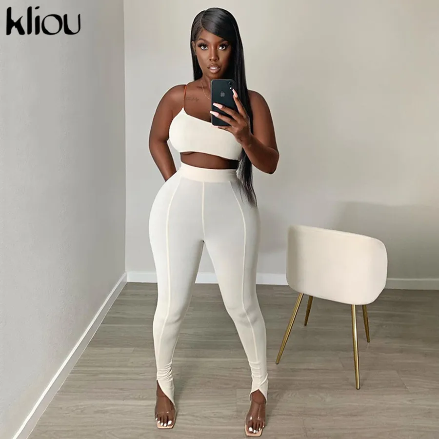 Женский спортивный костюм Kliou на одно плечо комплект из двух предметов