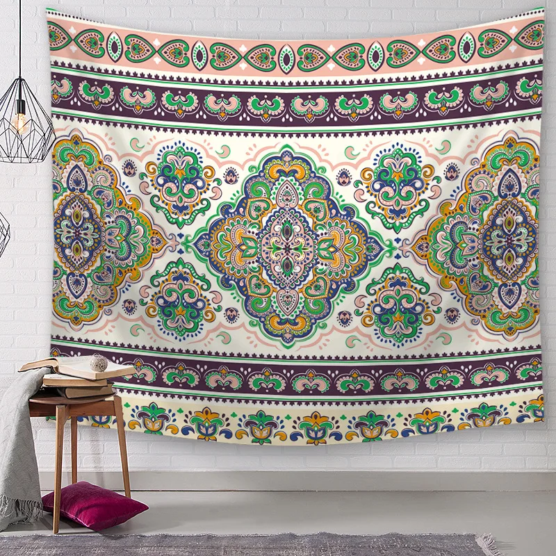 

Champagne Mandala Flower Pattern Tapestry for Livingroom Photography Wall Decor