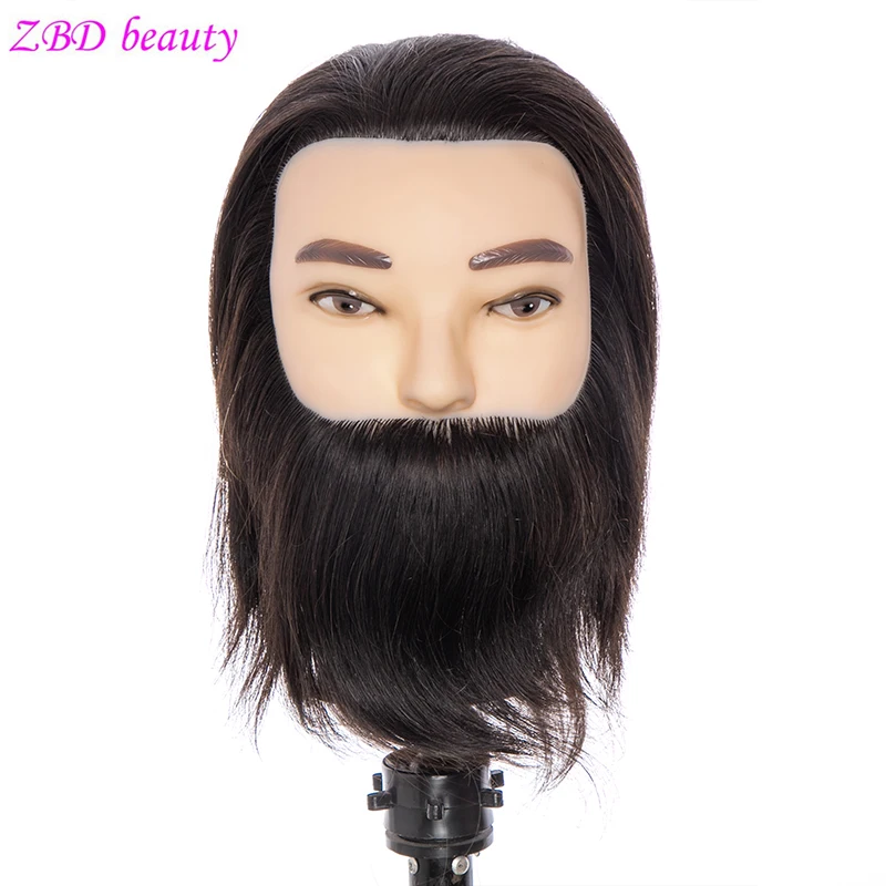 Male Mannequin Head Real Human Hair Used For Beard Trimming Hairstyles Hair Training Styling Professional Hairdressing Head