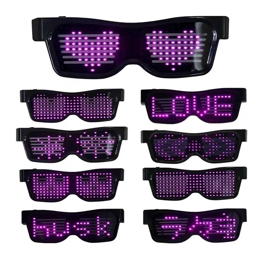 

Magic Bluetooth Led Party Glasses APP Control Luminous Glasses USB Charge DIY Edit Multi-Lingual Quick Flash Led Dropshipping