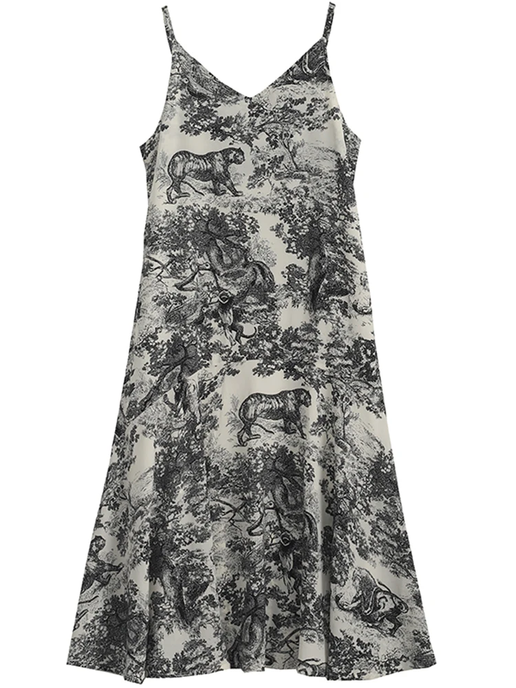 

IEQJ 2021 new summer straps V-neck sleeveless pullover long dress printed female vestido fashion tide WP28001