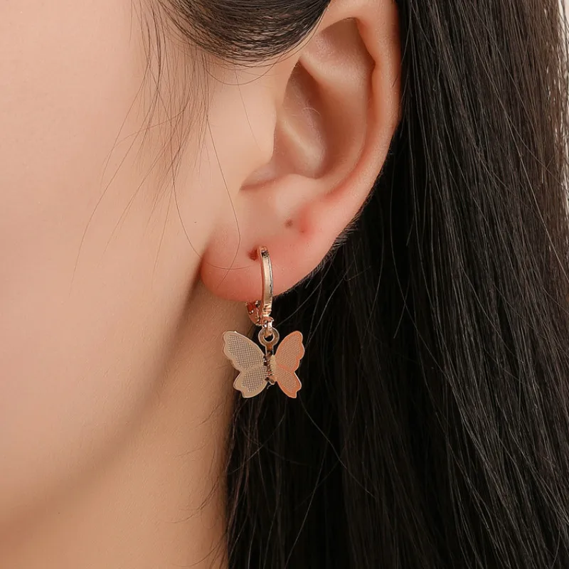 

Sweet Frosted Butterfly Pendant Earrings Simple Creative Ear Jewelry