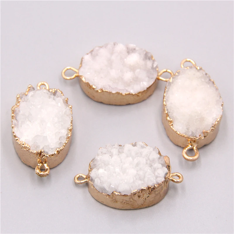 Натуральный белый кулон agates Druzy Slice соединители Позолоченные синие Агаты Drusy подвеска соединитель Подвески ожерелье в поисках розового drusy