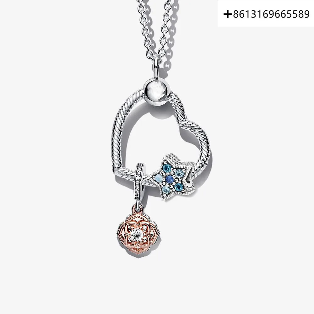 

Stylish hot style 925 Sterling Silver Two-Color Starlight Collection Necklace for Men and Women