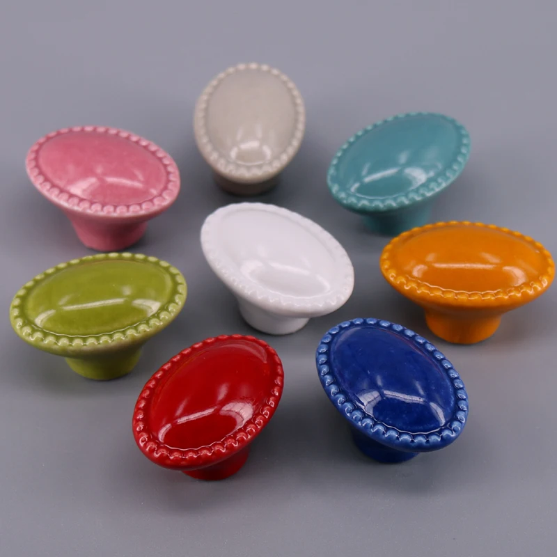 Мебельные ручки карамельных цветов 1 шт. овальная кнопка форма шкафа двери ящика