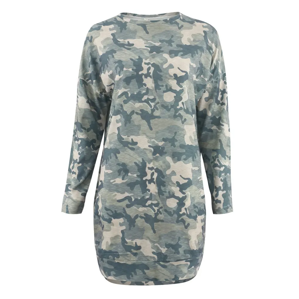 Casual Ladies Camo Long Sleeve Loose Shirt Women Shirts Clubwear Women Tops Tshirt Plus Size Women Streetwear - Color: camo