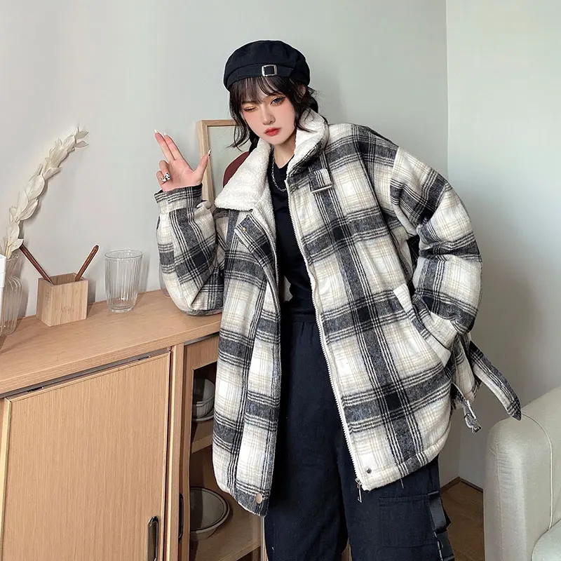 

2021 anti-season cotton-padded jacket women's short oversize Korean style loose student lamb wool winter jacket