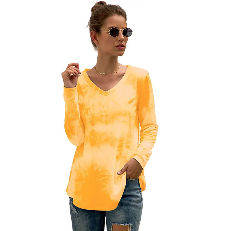 Новая Европейская и американская женская футболка хит продаж галстук краситель