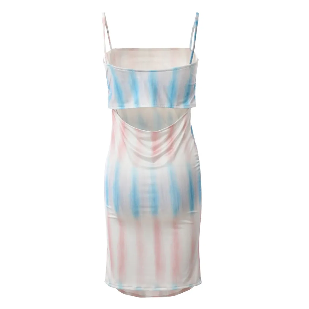 

Sexy Neon Tie-dye Print Bodycon Dress 2020 Summer Women Strapless Off Shoulder Dress Fashion Beach Streetwear Pencil Sundress