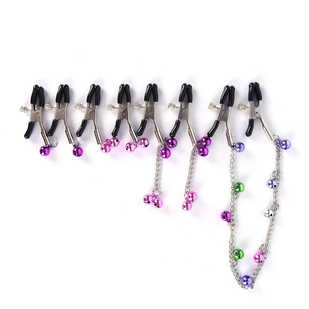 1 пара металлический колокол соски с цепочкой для флирта теребят секс флирт