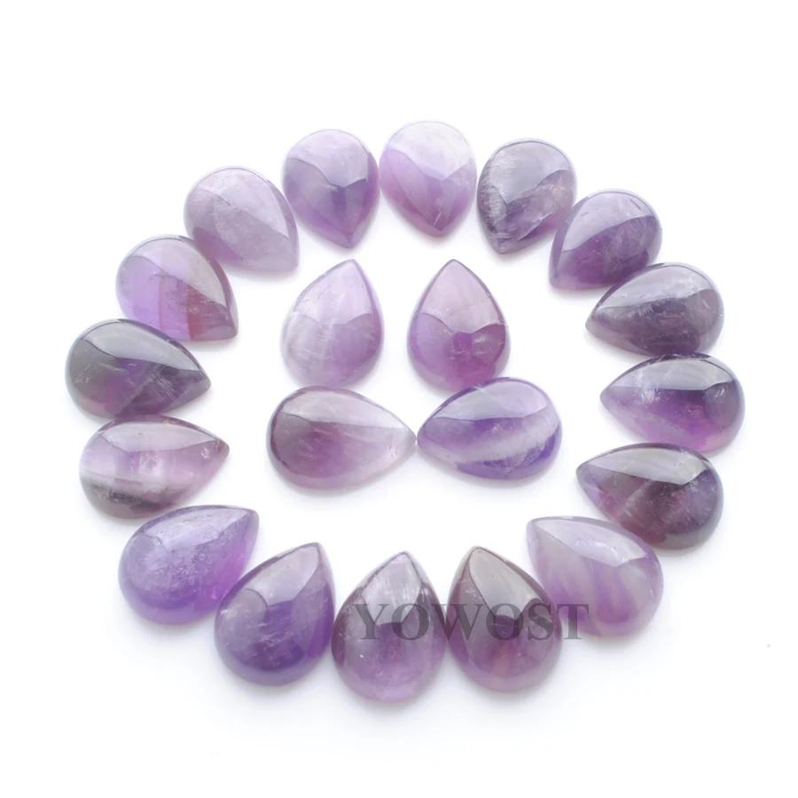 YOWOST Free Shipping Natural Amethysts Gem Stone Teardrop Cabochon CAB No Hole Jewelry 13x18x6MM 20pcs/lot QU3216 | Украшения и