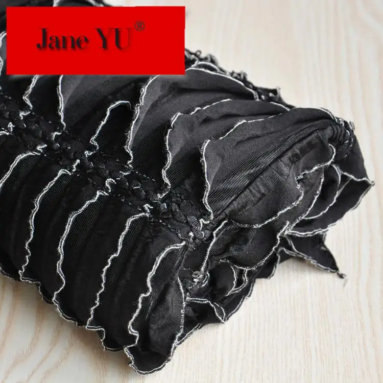 JaneYU Black Feather Chiffon Fabric Fashion Designer Dress Summer New Style Cloth | Дом и сад
