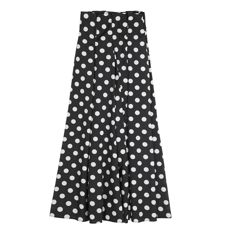 Loose Wide Leg High Waist Pants Women Runway Designer Vintage Fashion Polka Dot Print Trousers Spring Summer Korean Style Pants