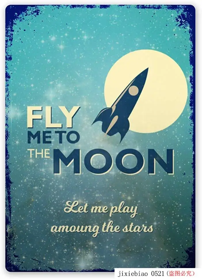 Знак Алюминиевый Fly Me to The Moon Outdoor & знак для интерьера помещения настенное