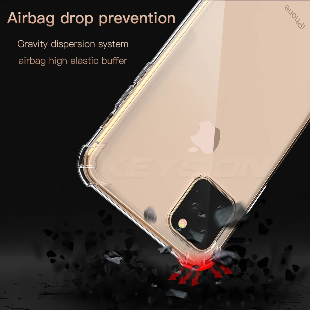Противоударный чехол KEYSION для телефона IPhone 11 Pro Max прозрачный мягкий защитный из