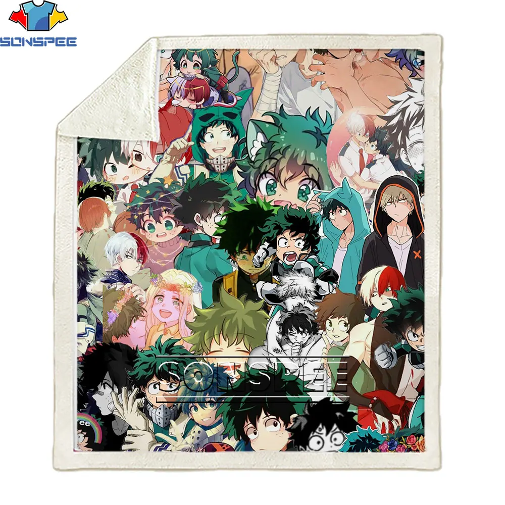 

Одеяло SONSPEE «Моя геройская Академия», новое женское одеяло, мужское одеяло с 3D принтом аниме, мужское одеяло в стиле хип-хоп Харадзюку, мужск...