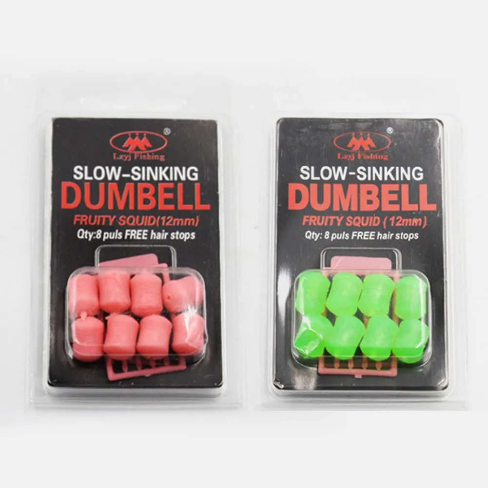 

8pcs/Pack 12mm Carp Slow Sinking Fruity Squid Flavour Fake Baits Dumbells Bait Floating Lure Dumbbell Type Super Buoyant Pop-up