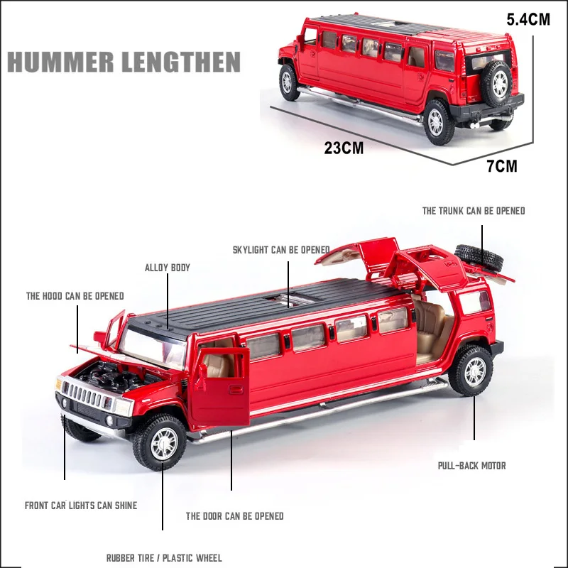 Высокая имитация 1:32 сплава hummer limousine Металл литье под давлением модель