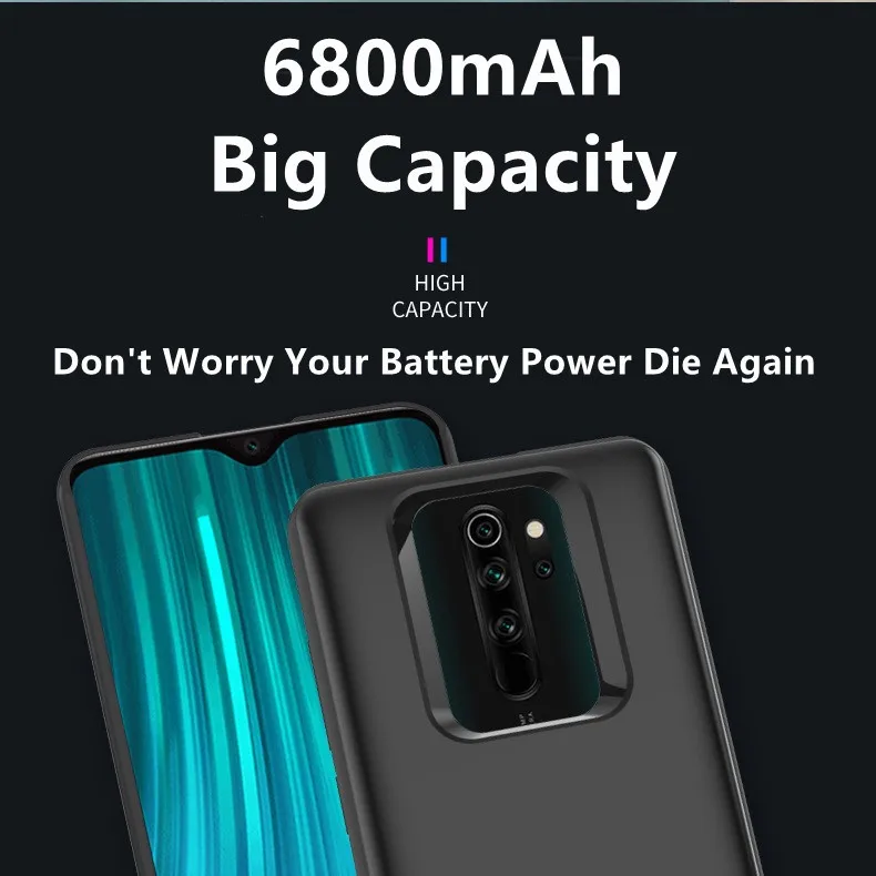 Чехол-аккумулятор для Xiaomi Redmi Note 8 Pro 9Pro 10X 9 K40 K30 6800 мАч | Мобильные телефоны и