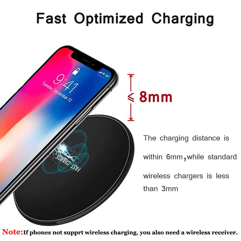 Qi Беспроводное зарядное устройство для iPhone 11 X S 8 Samsung Galaxy S9 Быстрая зарядка