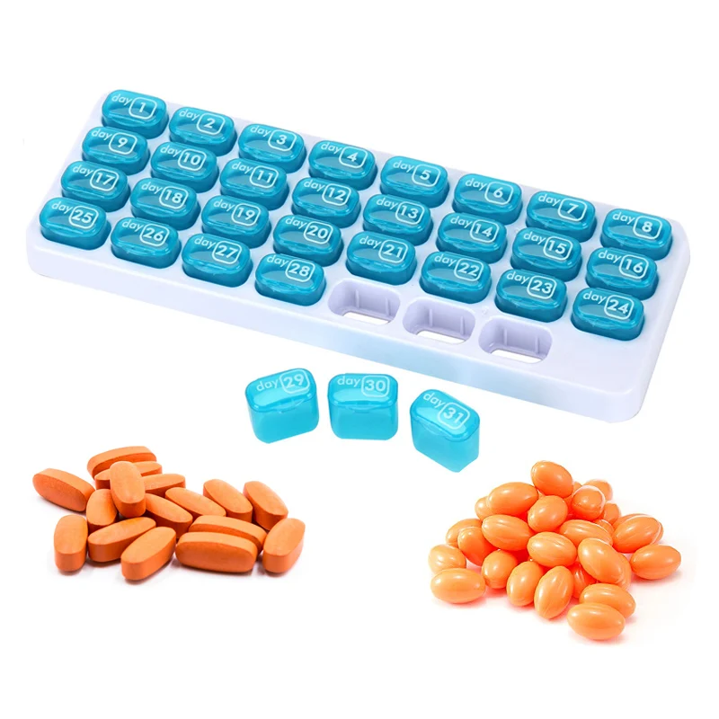 

1PCS 31 Days Monthly Tablet Pill Medicine Box Holder Storage Organizer Container Case Portable Moisture Proof Pill Box Splitters