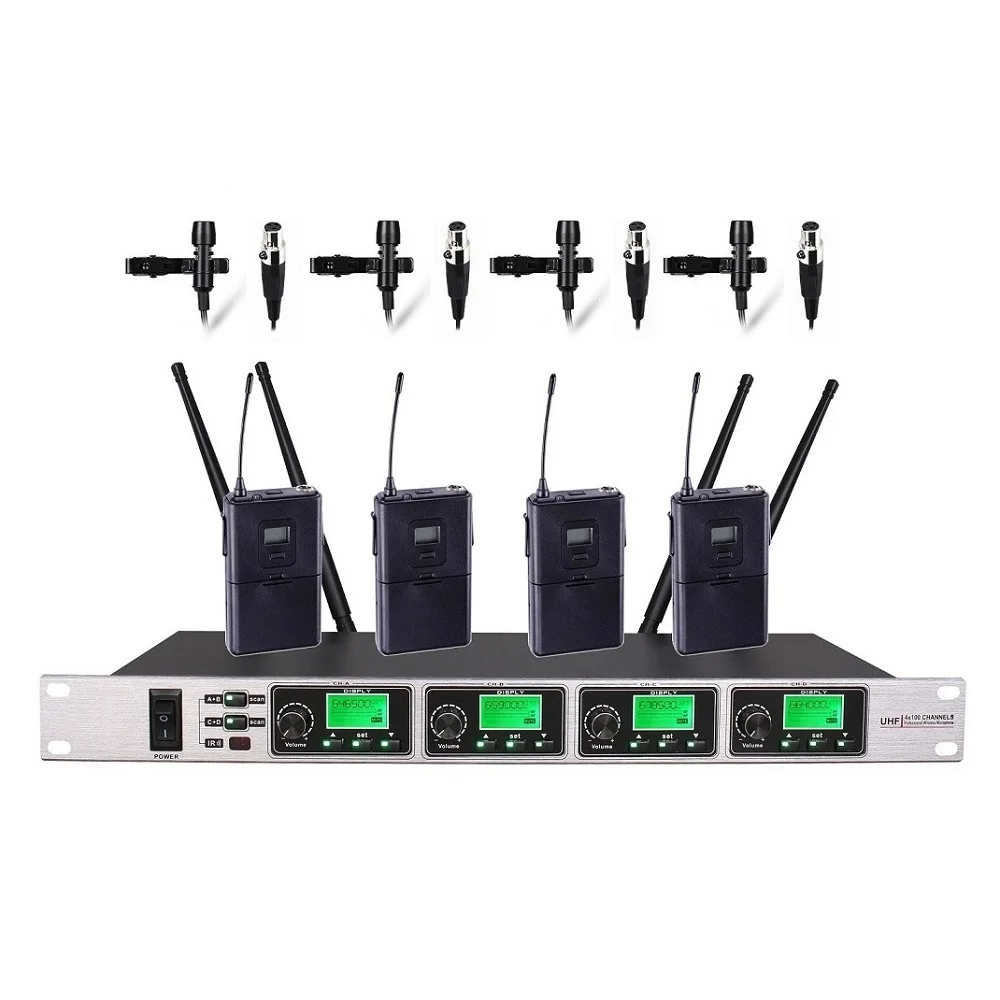 Микрофон Bolymic вокальный 4 канальный PLL UHF беспроводная микрофонная система