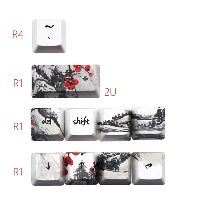 

71 Keys Wangjiang Plum Blossom Keycap Dye Sublimation OEM Mechanical Keyboard Keycap For GH60 XD64 DZ60 GK61 GK64 wholesales