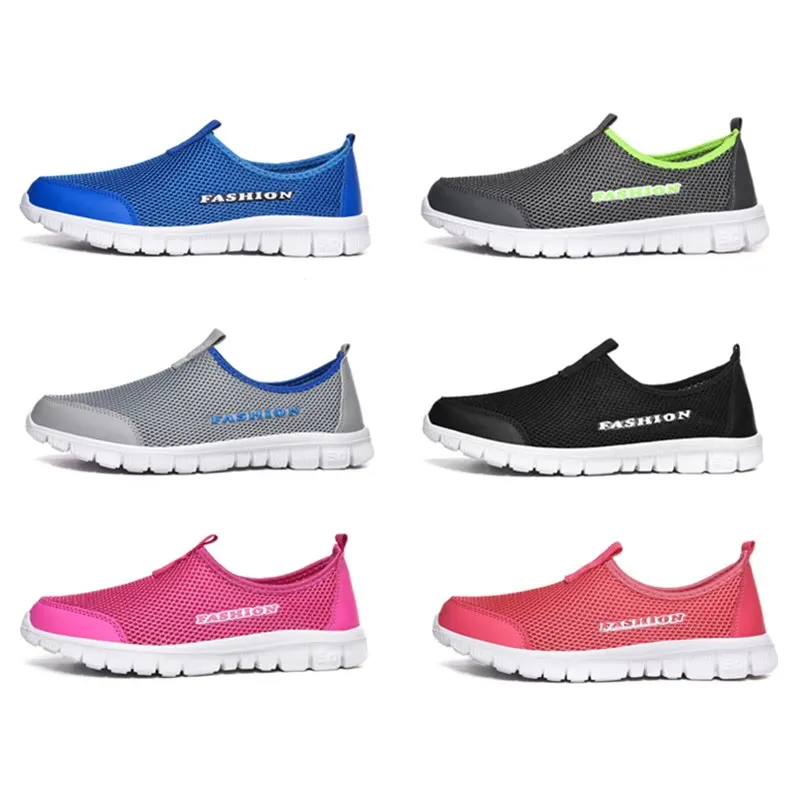 Сетчатые кроссовки для мужчин и женщин светильник дышащие унисекс без шнуровки