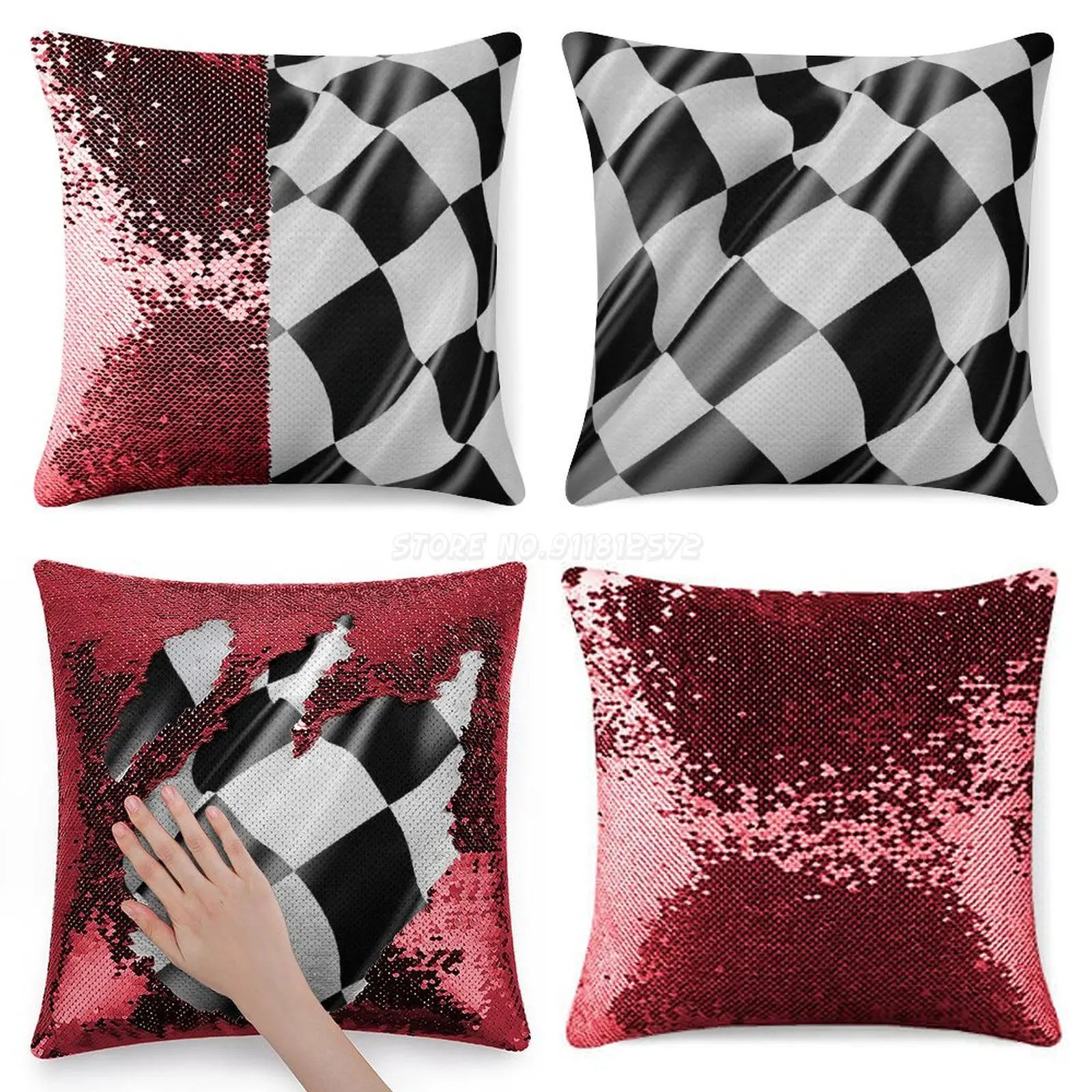 Шашечный флаг. Ткань ПОБЕДА ПОБЕДИТЕЛЬ Шашечный флаг Мотор-спорт Гонки Автомобили Гонки Линия финиша. Подушечка с пайетками, блеск.