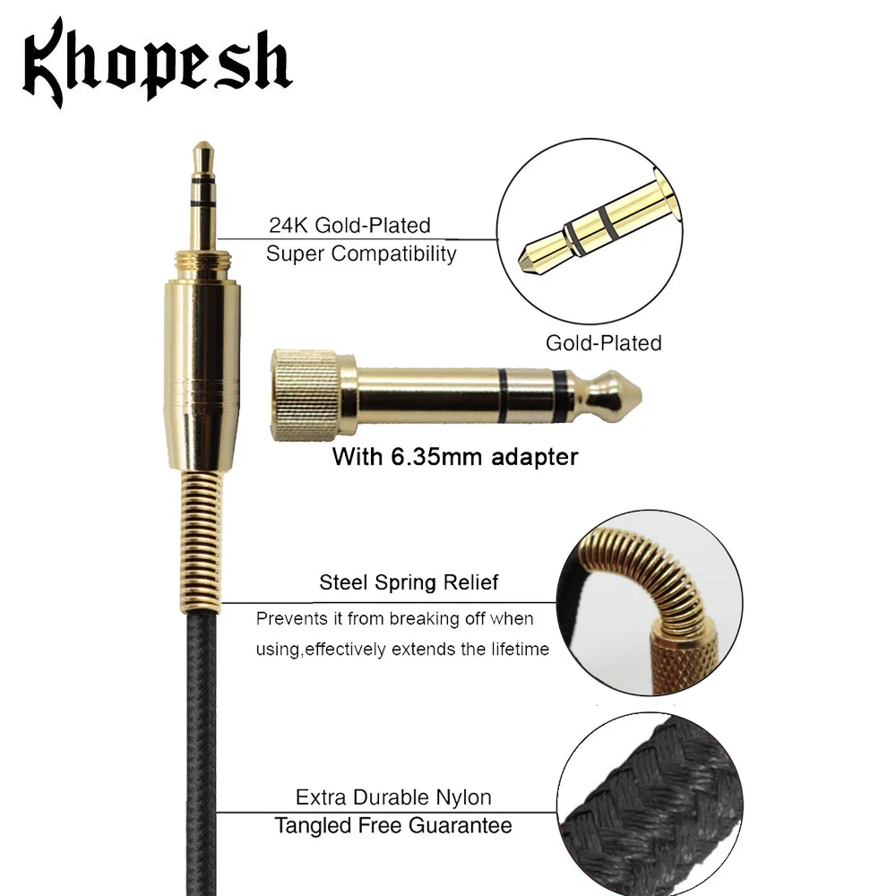 Аудиокабель Khopesh штырь-штырь для телефона заменяемый кабель наушников Studio 2 0 Solo HD