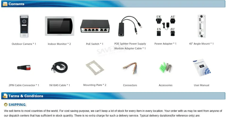 HOMSECUR 7 ''сенсорный экран wifi IP видео домофон видеодомофон дверной звонок квартира Обнаружение движения Android/iOS POE переключатель