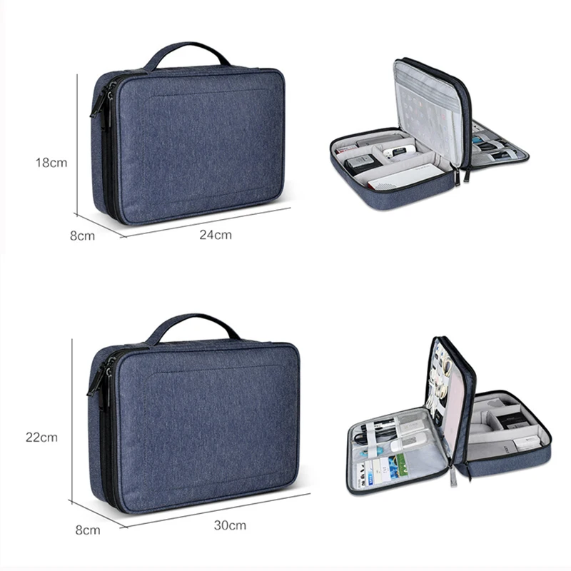 

Waterproof 2 Layer USB Cable Storage Bag Electronic Organizer Digital Gadget Case Portable Travel Storage Case for Ipad