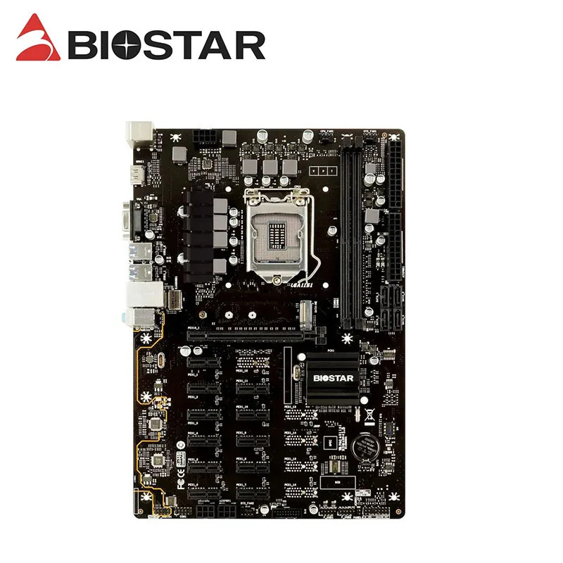 Материнская плата для майнинга BIOSTAR 12 PCI-E проекционная с поддержкой видеокарт LGA
