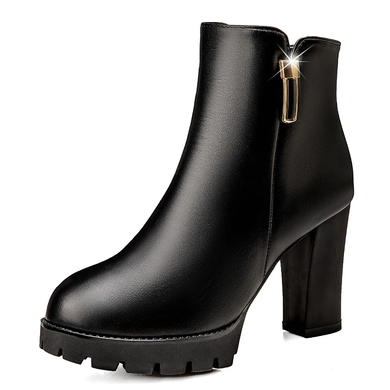 Женские ботильоны с высоким каблуком Черные для дождя модная обувь женщин на