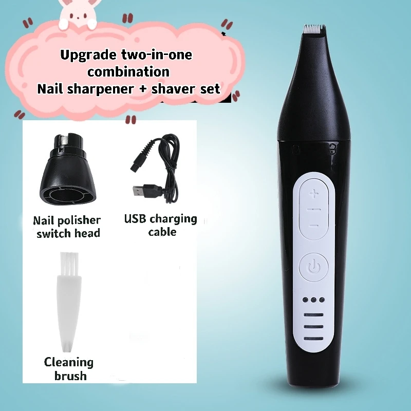 

Pet Foot Hair Trimmer Dog Foot Ear Face Shaving Elecratric Clippers Nail Polisher Two-in-One Dog Nail Grinder Paws Shaver Set