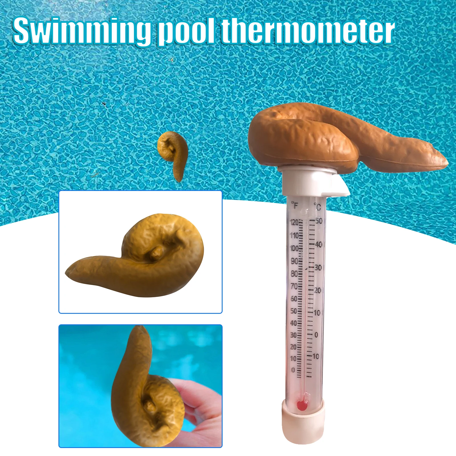 

Floating Pool Thermometer Prank Temperature Gauge Creative Stool Shaped Water Thermometer with String for Spa Tub Pond LBS