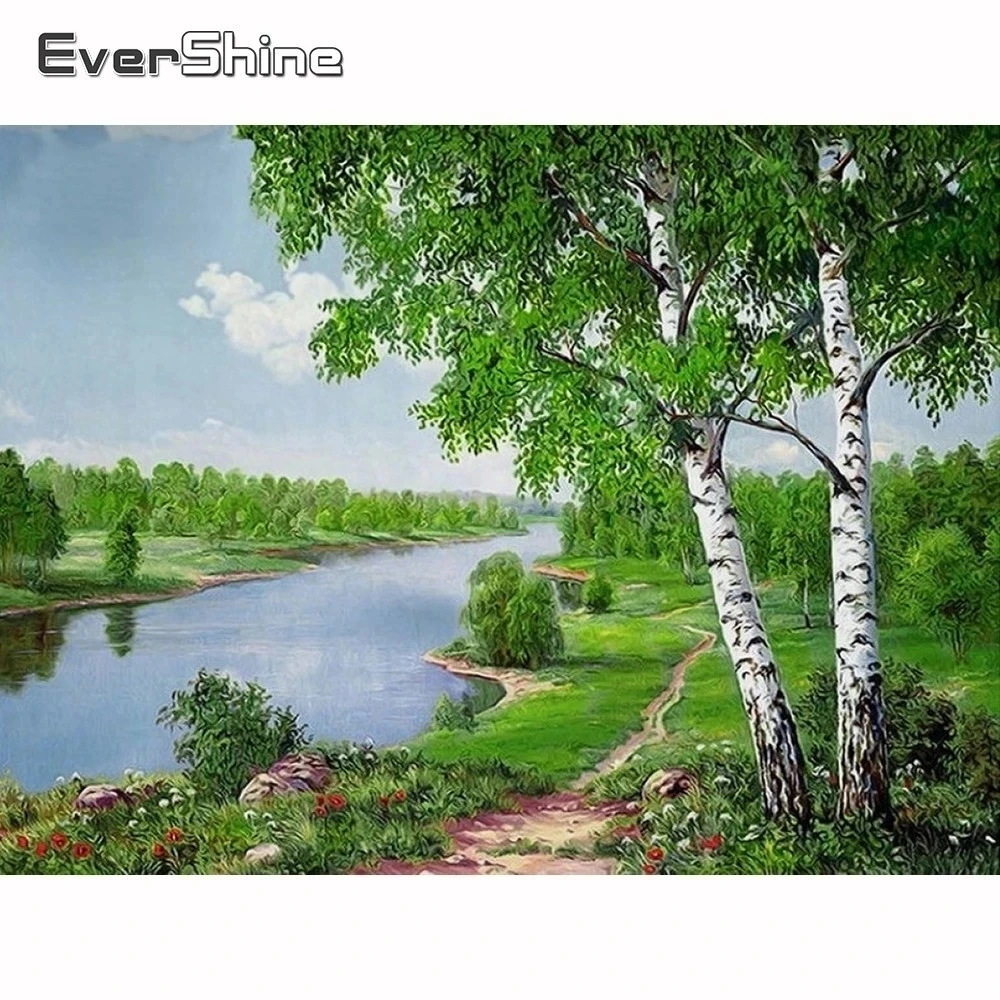 Evershine 5D Алмазная мозаика для творчества пейзаж алмазная живопись березы полный