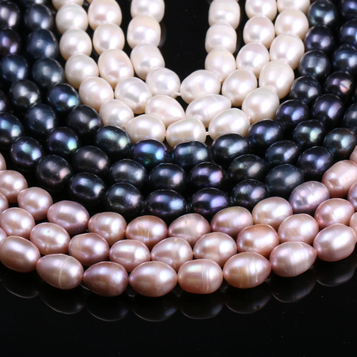 

Natural Freshwater Cultured Pearls Beads Rice Shape 100% Natural Pearls for Jewelry Making DIY Strand 14 Inches Size 8-9mm