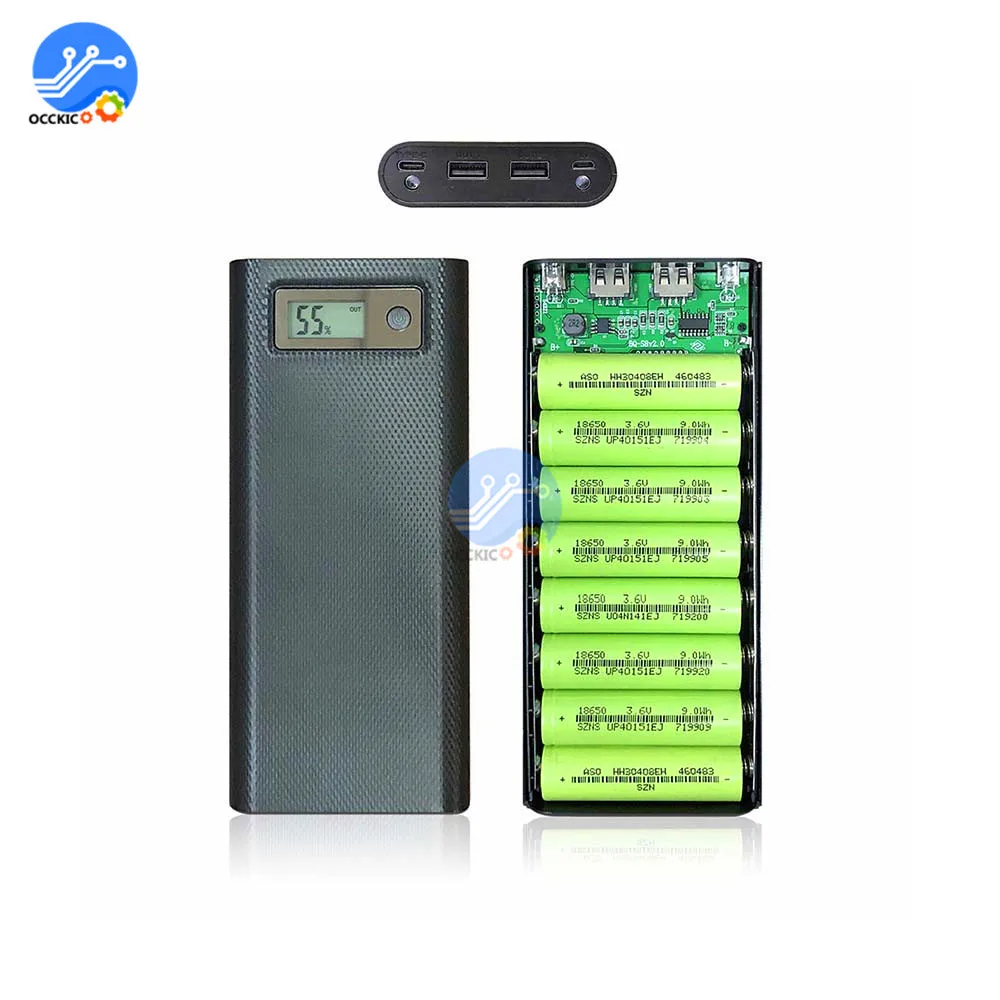 Набор сделай сам чехол для портативного зарядного устройства 2 USB 8*18650 ЖК дисплей