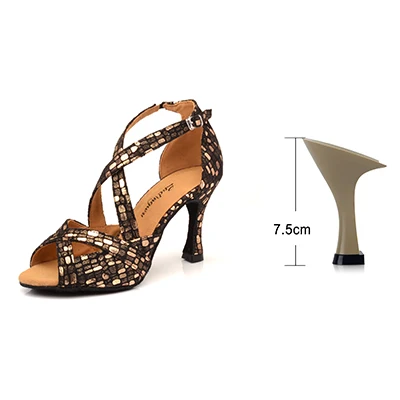 Glod 7.5cm Ladingwu New Dance Shoes Women Profession Ballroom Dance Shoes Salsa Women Black Gold Suede Comfortable Soft Bottom Dance Sandal - Цвет: Glod 7.5cm