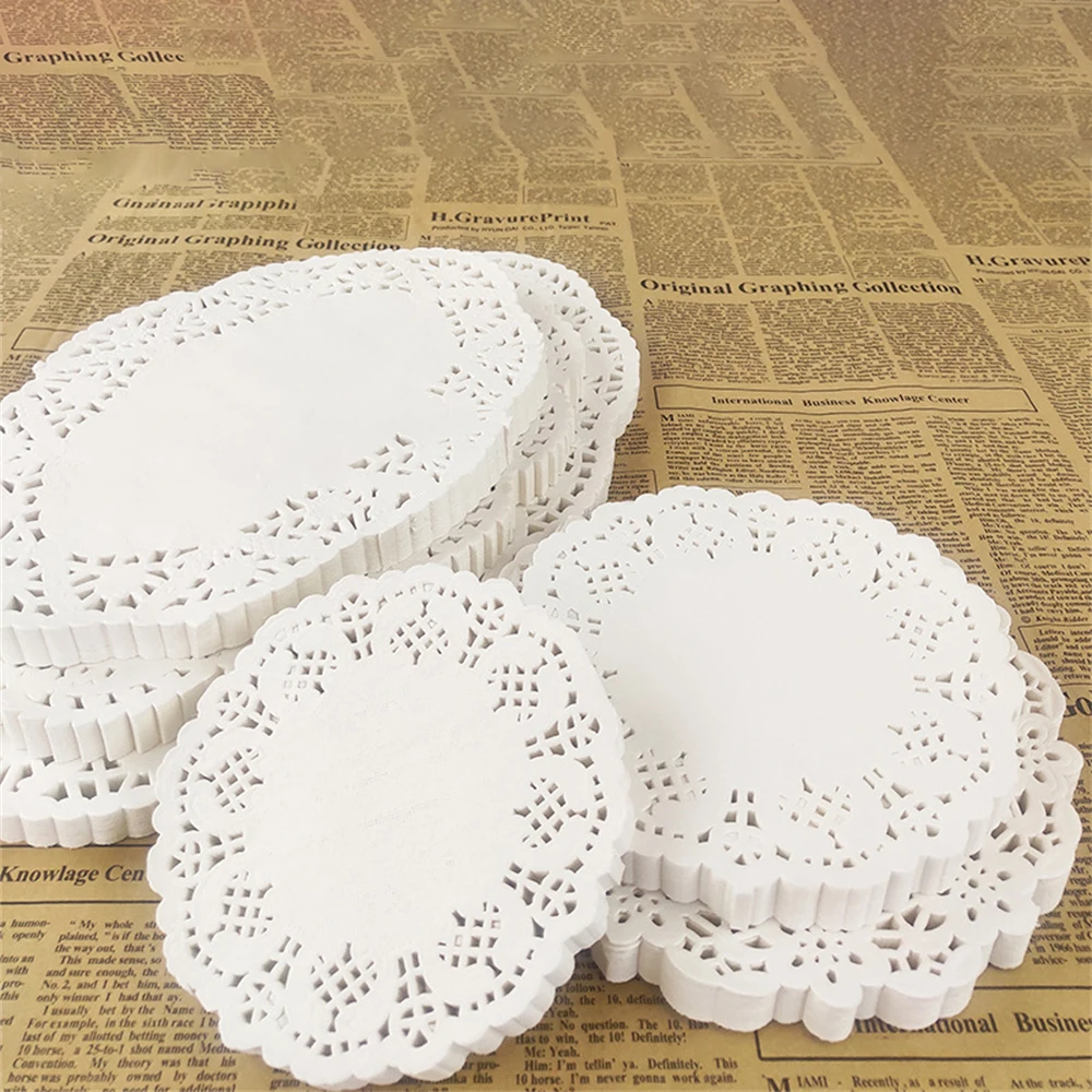 

4.5 to 10.5 inch Cake Mat Round Lace Paper Tableware Dinner Baking Pad Oil Blotting Paper Cake Crisps Mats Kitchen Supplies