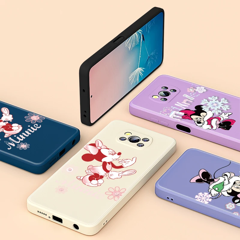 

Minnie Cute Snowflake For Xiaomi 6 X CC9 E A3 Lite A2 Mix 3 4 Poco X3 NFC X2 M2 C3 M3 Pro F3 GT Liquid Silicone Phone Case