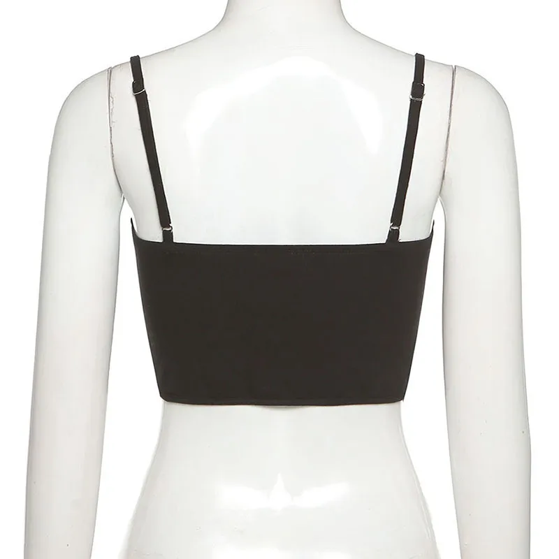

Patchwork Black Corset for Women 2021 Summer Punk Bodycon Sleeveless Strapless Crop Tops Sexy Backless Ruched Tops