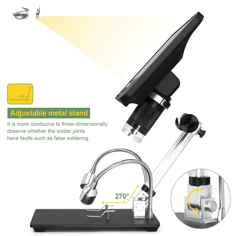 8 5 lcd screen digital microscope 5x 260x electronic video microscope phone repair soldering magnifier adjustable metal stand free global shipping