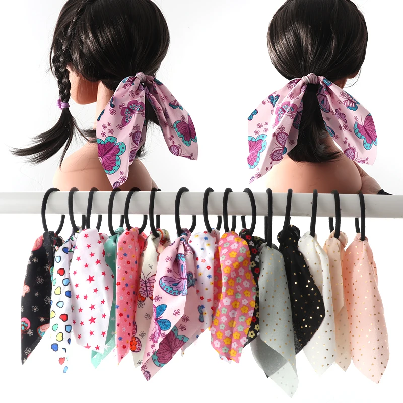 

New Girls Candy Color Hair Scrunchie Bowknot Elastic Hair Bands Ponytail Holder Hairband Korean Girls Hair Accessorie Ornaments