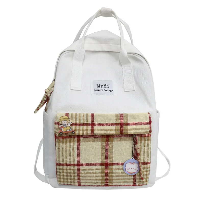 

Girly sweet and cute college style retro plaid backpack casual student school bag large capacity travel backpack