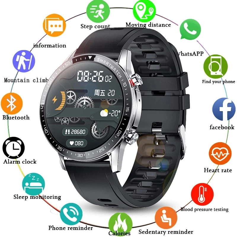 

LIGE Bluetooth Telefon Smart Uhr Männer Wasserdichte Sport Fitness Uhr Gesundheit Tracker Wetter Display 2021 Neue smartwatch Fr