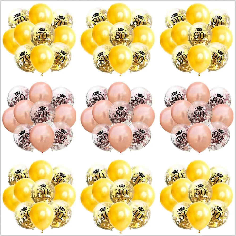 Воздушные шары 12 дюймов 10 шт. цвета розового золота хромированные с конфетти | Дом